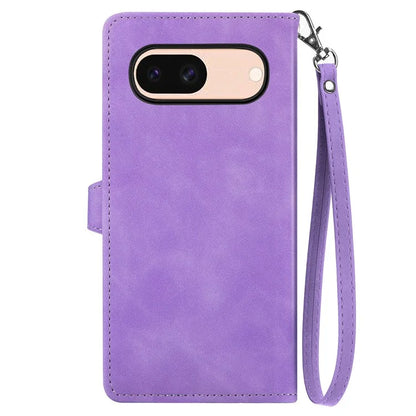 For Google Pixel 8a Case PU Leather Zipper Wallet Phone Cover Flower Pattern