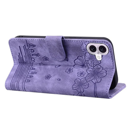 For iPhone 16 Case Cartoon Cat Pattern Card Holder Leather Phone Cover