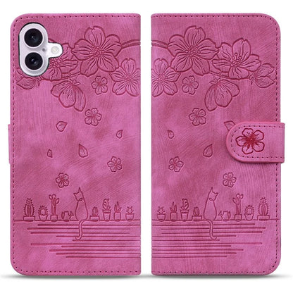 For iPhone 16 Case Cartoon Cat Pattern Card Holder Leather Phone Cover