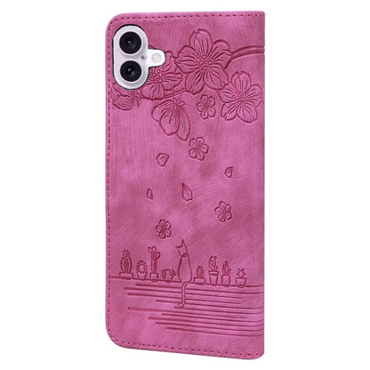 For iPhone 16 Case Cartoon Cat Pattern Card Holder Leather Phone Cover