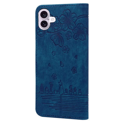 For iPhone 16 Case Cartoon Cat Pattern Card Holder Leather Phone Cover