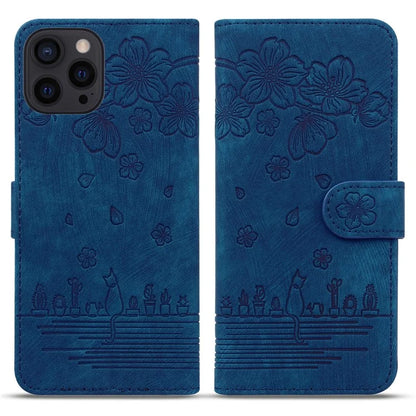 For iPhone 16 Pro Case Flower Cat Pattern Wallet Flip Leather Phone Cover