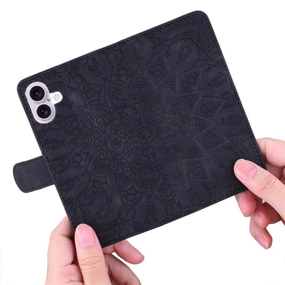 For iPhone 16 Case Flower Imprinted PU Leather Wallet Phone Cover