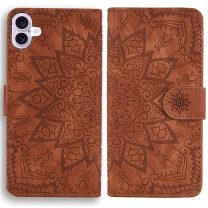 For iPhone 16 Case Flower Imprinted PU Leather Wallet Phone Cover