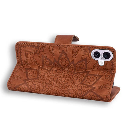 For iPhone 16 Case Flower Imprinted PU Leather Wallet Phone Cover