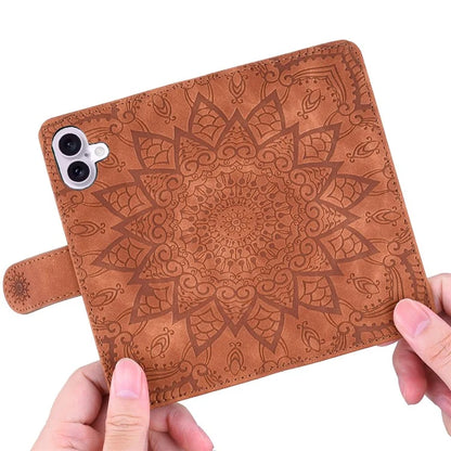 For iPhone 16 Case Flower Imprinted PU Leather Wallet Phone Cover