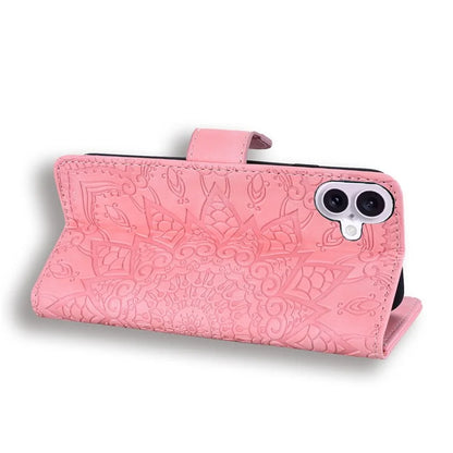 For iPhone 16 Case Flower Imprinted PU Leather Wallet Phone Cover