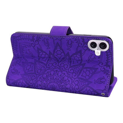 For iPhone 16 Case Flower Imprinted PU Leather Wallet Phone Cover