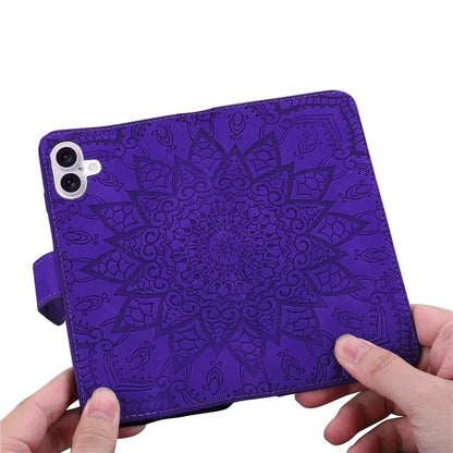 For iPhone 16 Case Flower Imprinted PU Leather Wallet Phone Cover