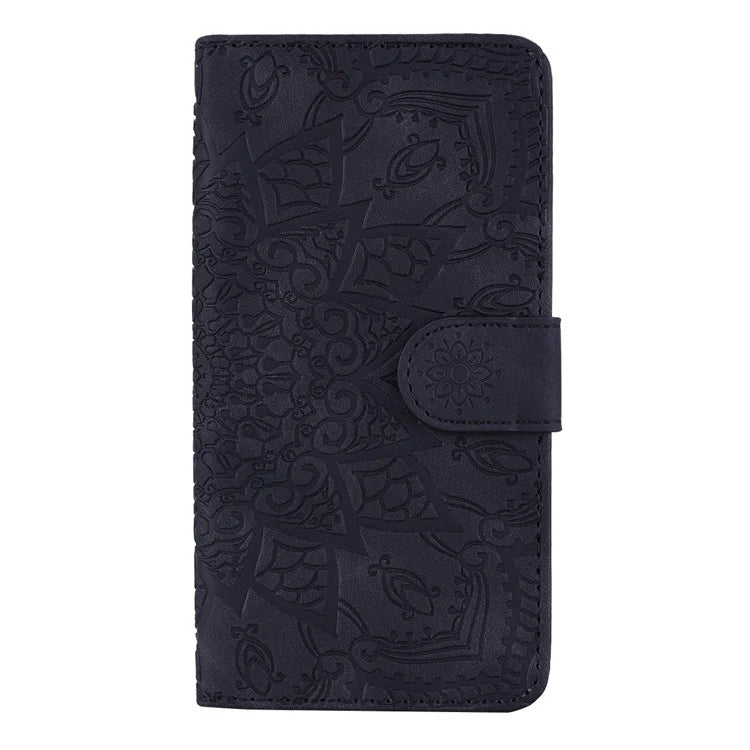 For iPhone 16 Plus Case PU Leather Book Wallet Phone Cover Flower Imprinted
