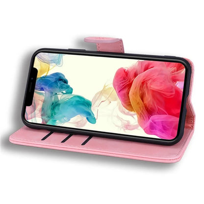 For iPhone 16 Plus Case PU Leather Book Wallet Phone Cover Flower Imprinted