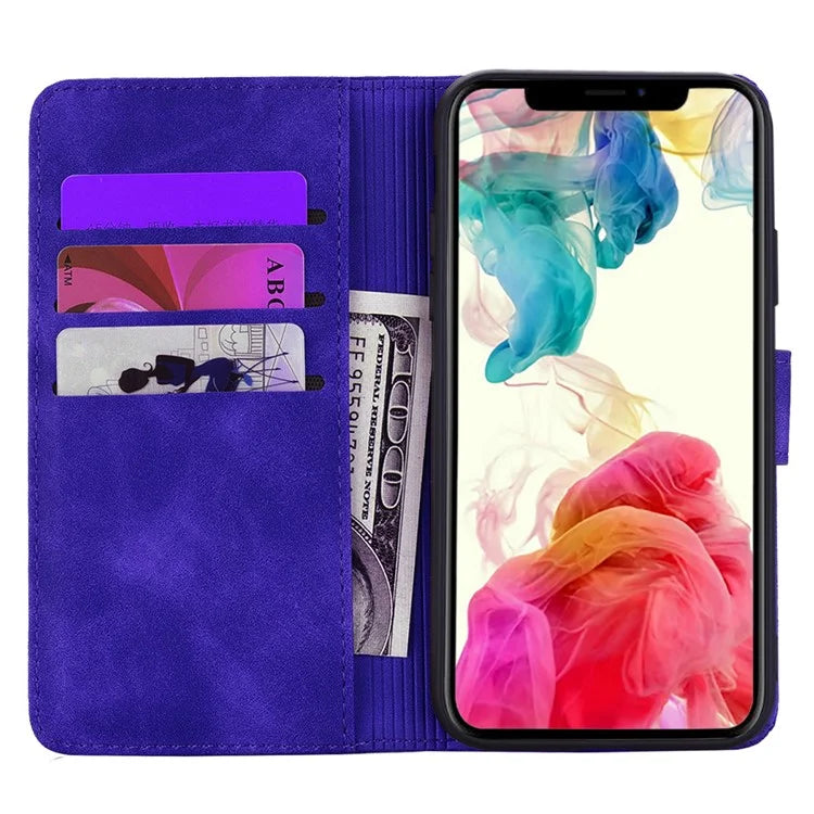 For iPhone 16 Plus Case PU Leather Book Wallet Phone Cover Flower Imprinted