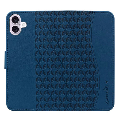 For iPhone 16 Case Rhombus Pattern Leather Phone Cover Wallet Stand Flip