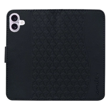 For iPhone 16 Plus Case PU Leather Phone Cover Wrist Strap Rhombus Pattern
