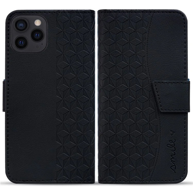 For iPhone 16 Pro Wallet Case Stand Rhombus Pattern Leather Phone Cover with Wrist Strap