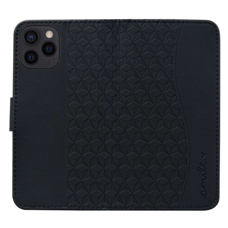 For iPhone 16 Pro Wallet Case Stand Rhombus Pattern Leather Phone Cover with Wrist Strap