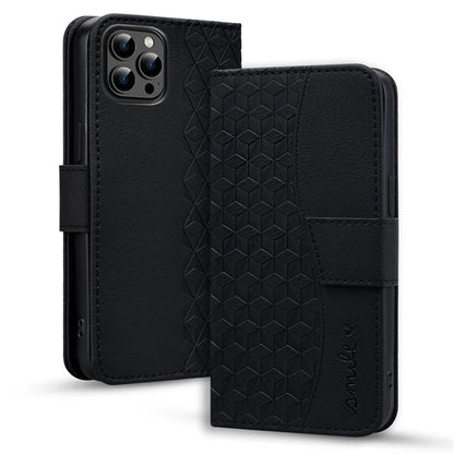 For iPhone 16 Pro Wallet Case Stand Rhombus Pattern Leather Phone Cover with Wrist Strap