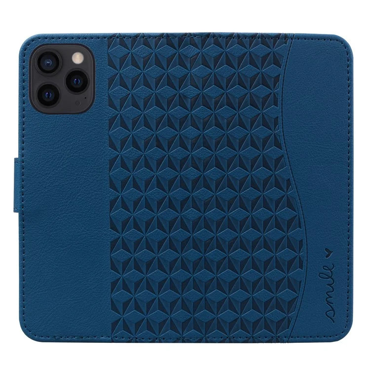 For iPhone 16 Pro Wallet Case Stand Rhombus Pattern Leather Phone Cover with Wrist Strap