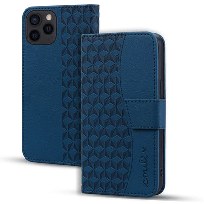 For iPhone 16 Pro Wallet Case Stand Rhombus Pattern Leather Phone Cover with Wrist Strap