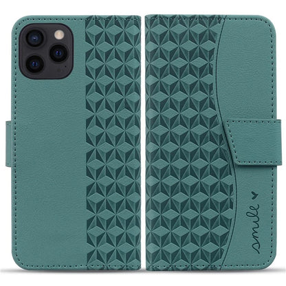 For iPhone 16 Pro Wallet Case Stand Rhombus Pattern Leather Phone Cover with Wrist Strap
