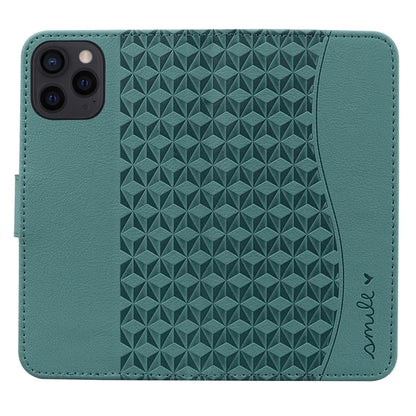 For iPhone 16 Pro Wallet Case Stand Rhombus Pattern Leather Phone Cover with Wrist Strap