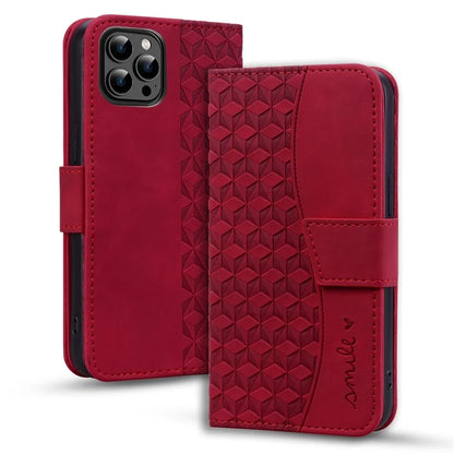 For iPhone 16 Pro Wallet Case Stand Rhombus Pattern Leather Phone Cover with Wrist Strap