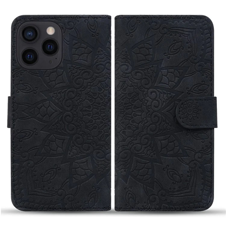 For iPhone 16 Pro Max Case PU Leather Wallet Flip Phone Cover Flower Imprinted