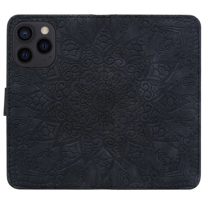 For iPhone 16 Pro Max Case PU Leather Wallet Flip Phone Cover Flower Imprinted
