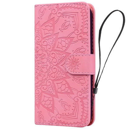 For iPhone 16 Pro Max Case PU Leather Wallet Flip Phone Cover Flower Imprinted