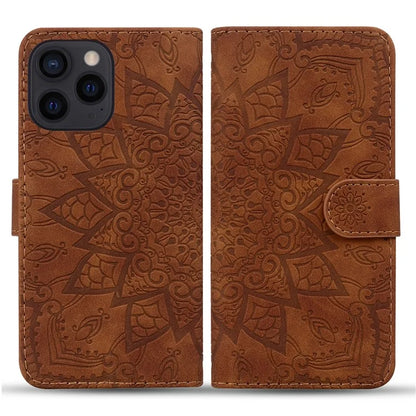 For iPhone 16 Pro Max Case PU Leather Wallet Flip Phone Cover Flower Imprinted