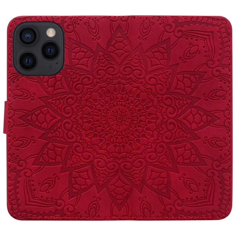 For iPhone 16 Pro Max Case PU Leather Wallet Flip Phone Cover Flower Imprinted
