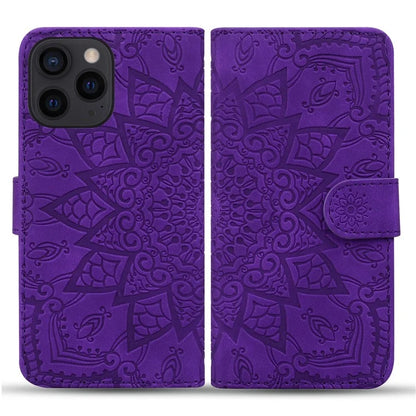 For iPhone 16 Pro Max Case PU Leather Wallet Flip Phone Cover Flower Imprinted
