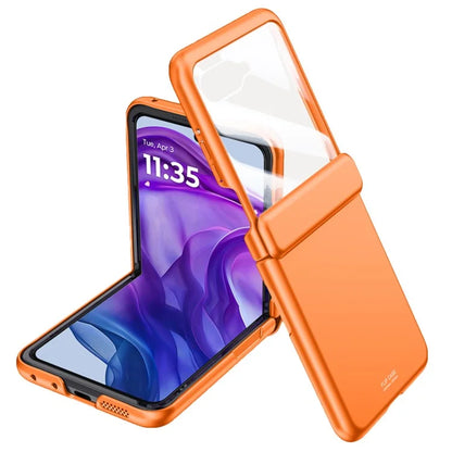 For Motorola Razr 50 5G Case Hard PC Hinge Protection Phone Cover with Rear Small Screen Protector