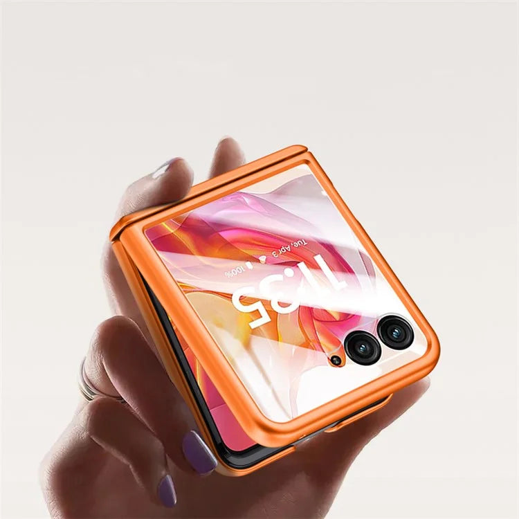 For Motorola Razr 50 5G Case Hard PC Hinge Protection Phone Cover with Rear Small Screen Protector