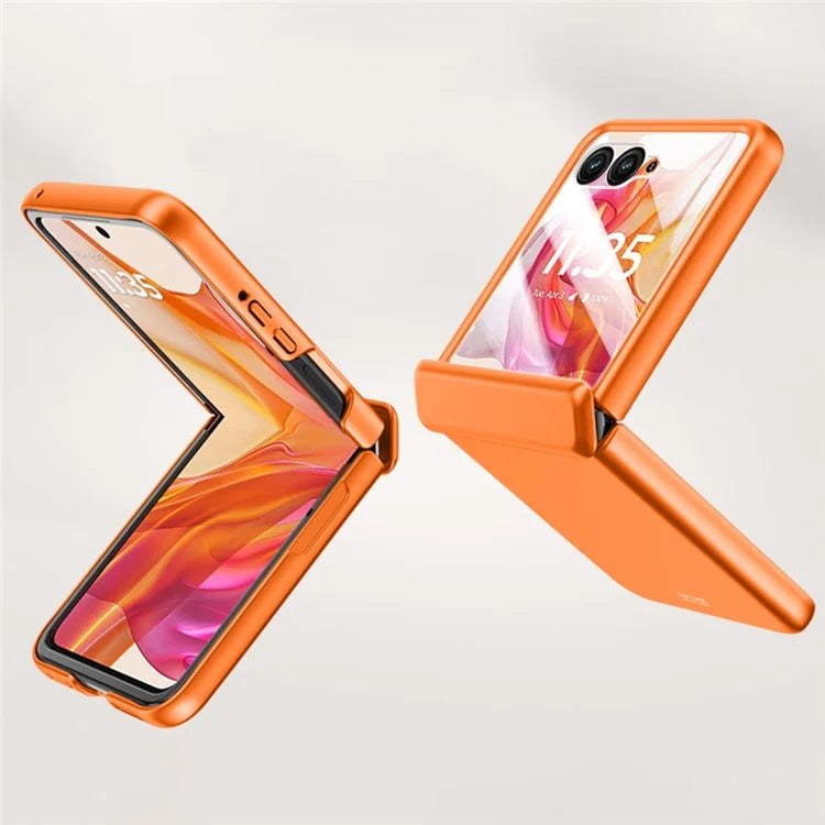 For Motorola Razr 50 5G Case Hard PC Hinge Protection Phone Cover with Rear Small Screen Protector