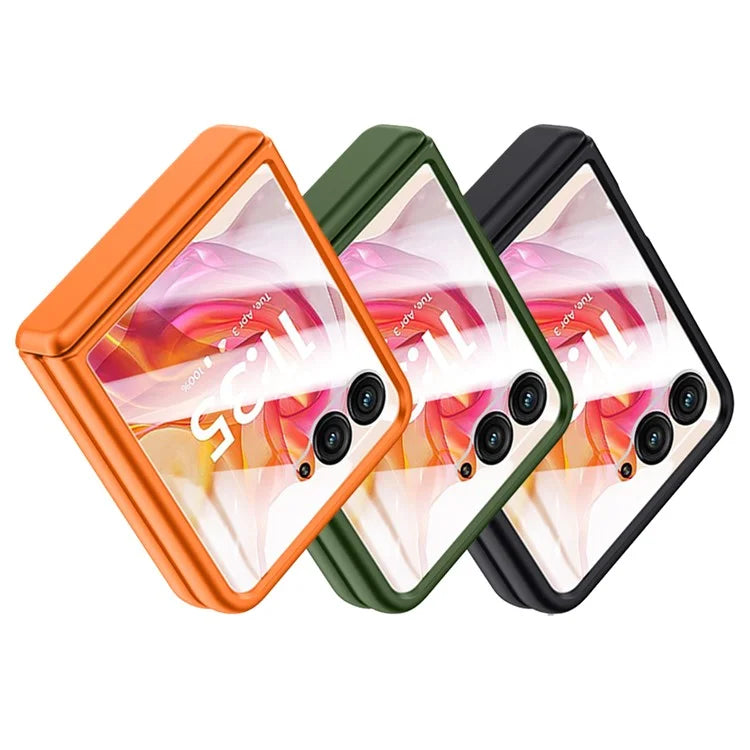 For Motorola Razr 50 5G Case Hard PC Hinge Protection Phone Cover with Rear Small Screen Protector