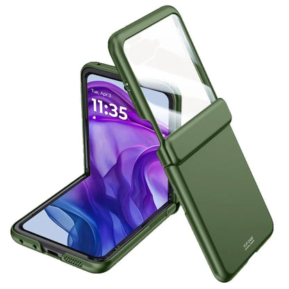 For Motorola Razr 50 5G Case Hard PC Hinge Protection Phone Cover with Rear Small Screen Protector