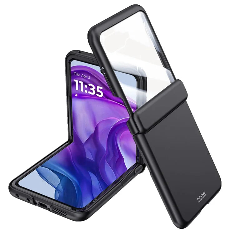 For Motorola Razr 50 5G Case Hard PC Hinge Protection Phone Cover with Rear Small Screen Protector