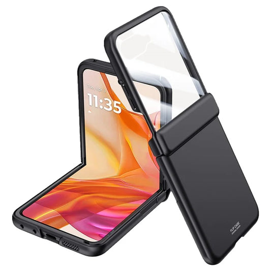 For Motorola Razr 50 Ultra 5G Case Shockproof Hard PC Phone Cover with Rear Small Screen Protector