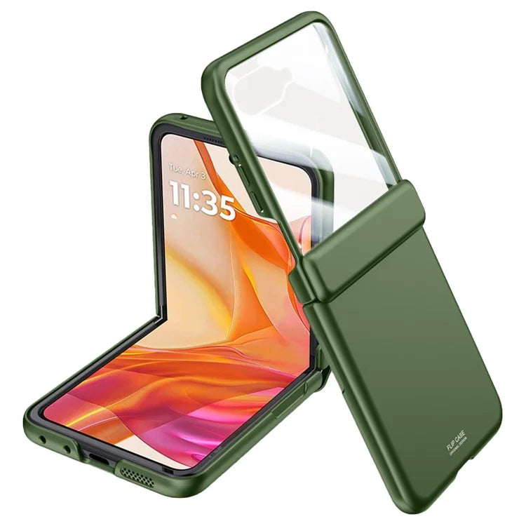 For Motorola Razr 50 Ultra 5G Case Shockproof Hard PC Phone Cover with Rear Small Screen Protector