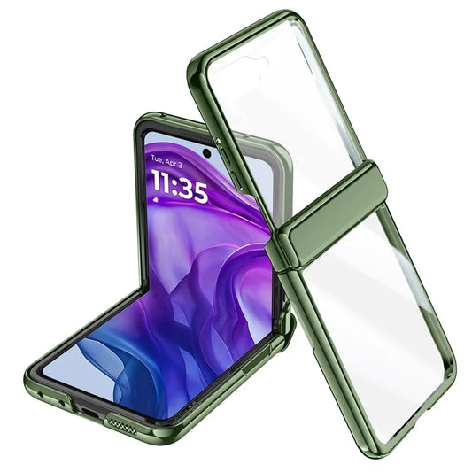 For Motorola Razr 50 5G Case PC+Acrylic Phone Cover with Rear Small Screen Protector Hinge Protection
