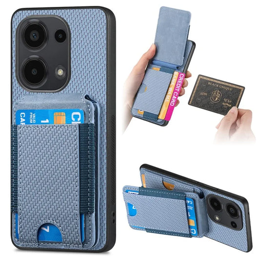 C1-12 For Xiaomi Redmi Note 13 Pro 4G / Poco M6 Pro 4G Case Adjustable Kickstand Leather Carbon Fiber Cover
