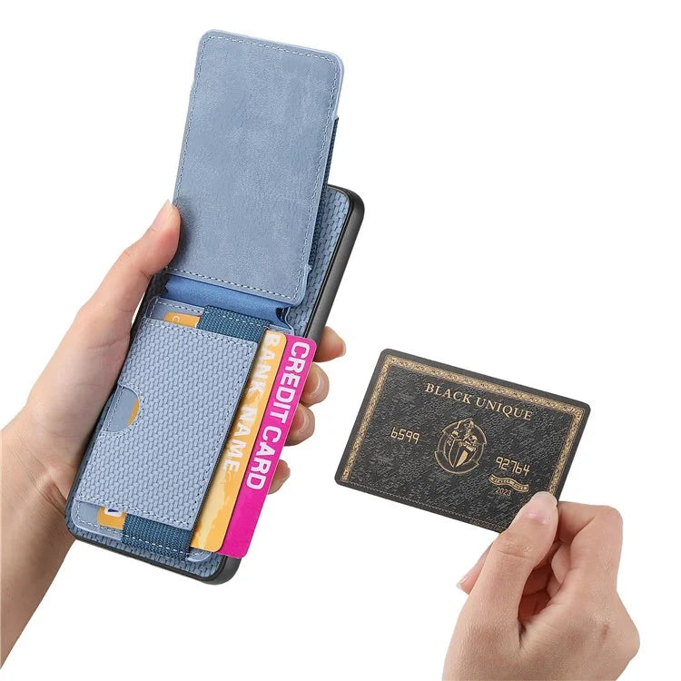 C1-12 For Xiaomi Redmi Note 13 Pro 4G / Poco M6 Pro 4G Case Adjustable Kickstand Leather Carbon Fiber Cover