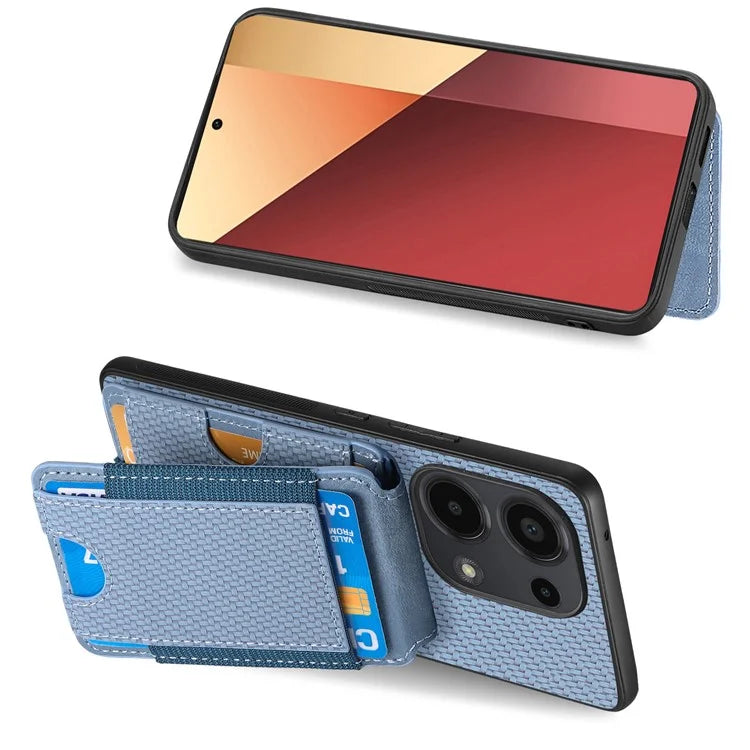 C1-12 For Xiaomi Redmi Note 13 Pro 4G / Poco M6 Pro 4G Case Adjustable Kickstand Leather Carbon Fiber Cover