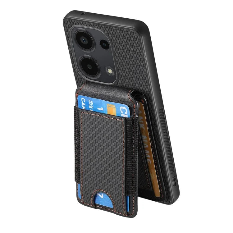 C1-12 For Xiaomi Redmi Note 13 Pro 4G / Poco M6 Pro 4G Case Adjustable Kickstand Leather Carbon Fiber Cover