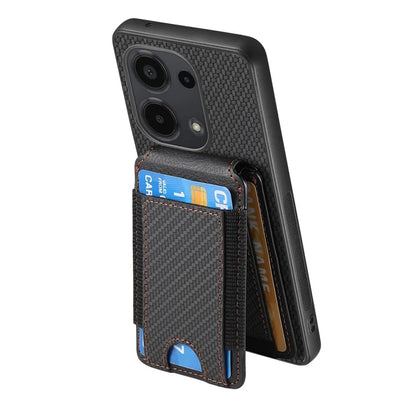 C1-12 For Xiaomi Redmi Note 13 Pro 4G / Poco M6 Pro 4G Case Adjustable Kickstand Leather Carbon Fiber Cover