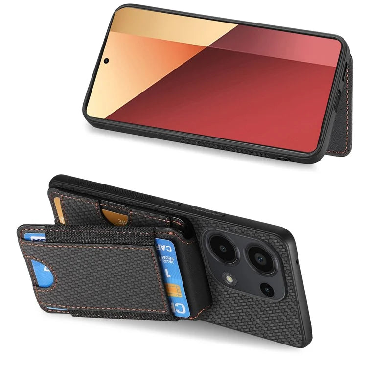 C1-12 For Xiaomi Redmi Note 13 Pro 4G / Poco M6 Pro 4G Case Adjustable Kickstand Leather Carbon Fiber Cover