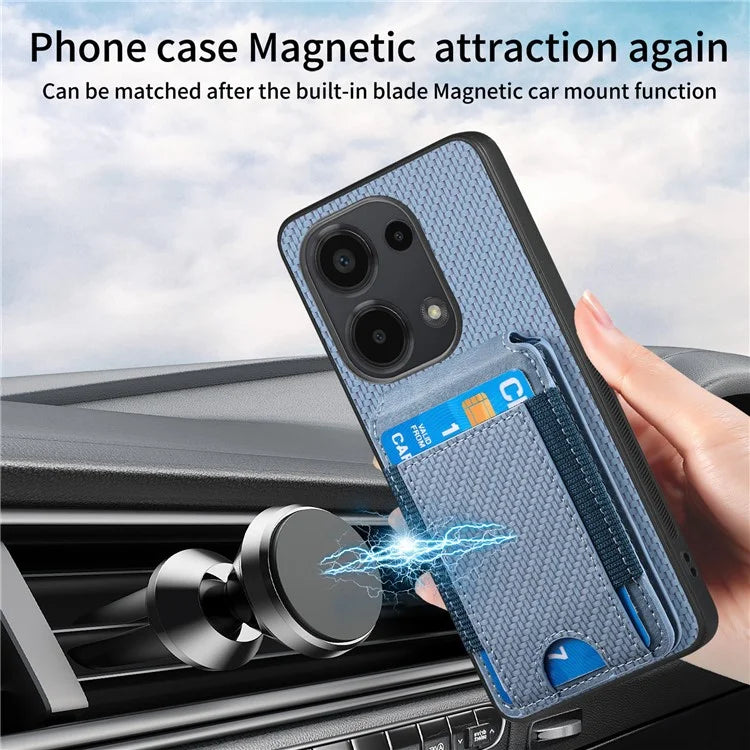 C1-12 For Xiaomi Redmi Note 13 Pro 4G / Poco M6 Pro 4G Case Adjustable Kickstand Leather Carbon Fiber Cover