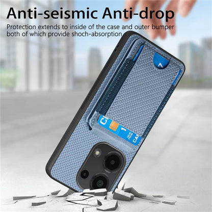 C1-12 For Xiaomi Redmi Note 13 Pro 4G / Poco M6 Pro 4G Case Adjustable Kickstand Leather Carbon Fiber Cover