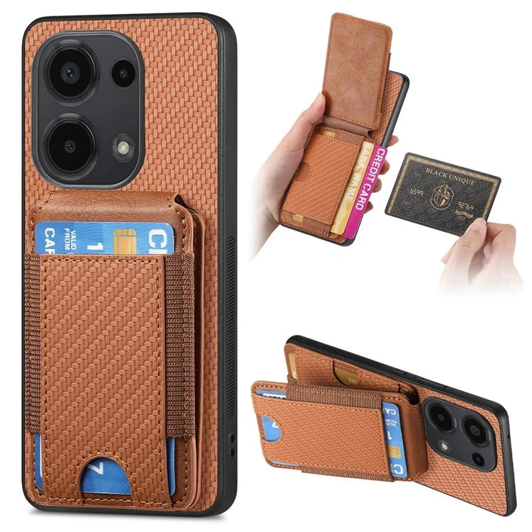 C1-12 For Xiaomi Redmi Note 13 Pro 4G / Poco M6 Pro 4G Case Adjustable Kickstand Leather Carbon Fiber Cover
